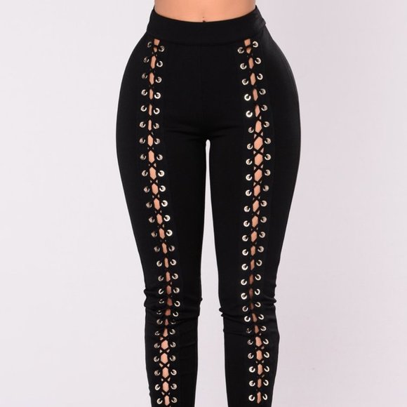 Black lace up pants fashion nova Clearance